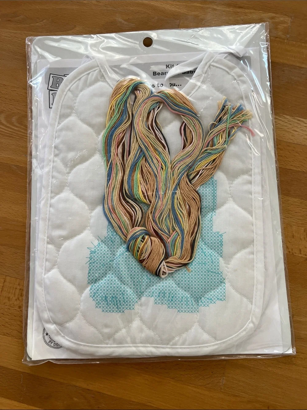 Vintage Baby Bib Bears Cross Stitch Kit makes 2 new in packaging